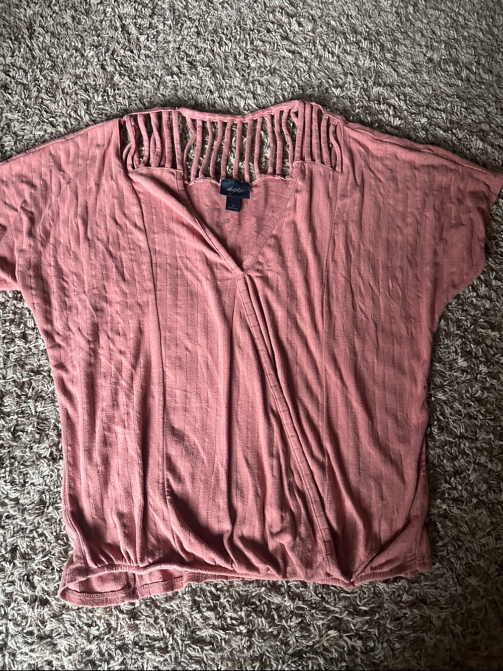 Daytrip Dusty Rose Twist-Front Short Sleeve Tee